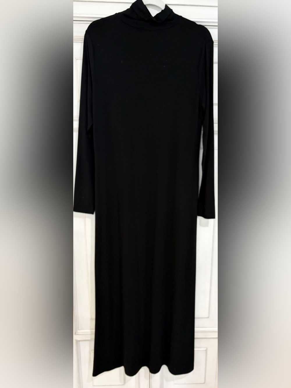 NWT SZ XL Aleeza Paris Women's Black Long Sleeve Maxi Flowy Turtleneck Dress - Picture 2 of 8